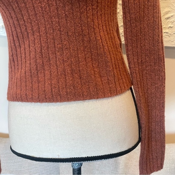 Madewell Women's Readfield Pullover Sweater Rust Orange Wool Sz S NI058 - Picture 4 of 9